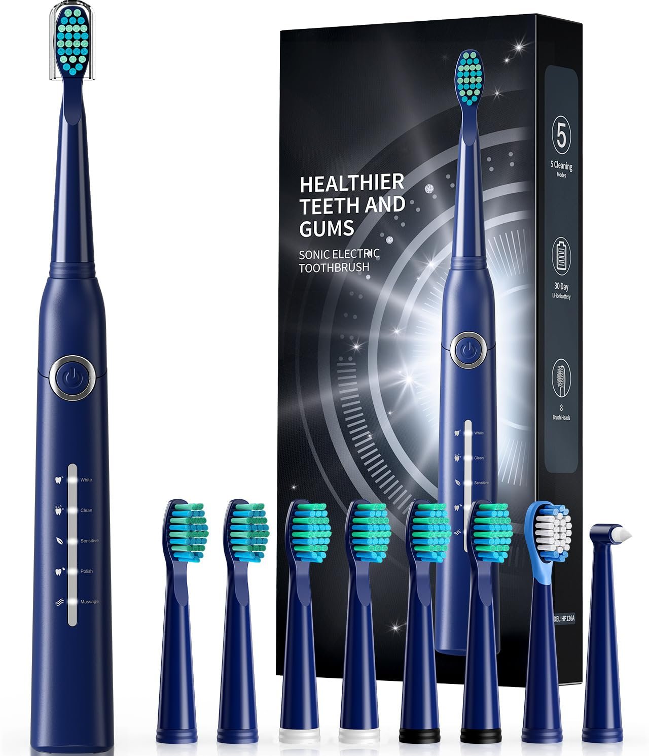 Электрическая зубная щетка Sonic 40000 VPM 5 режимов Night Blue, фото №1
