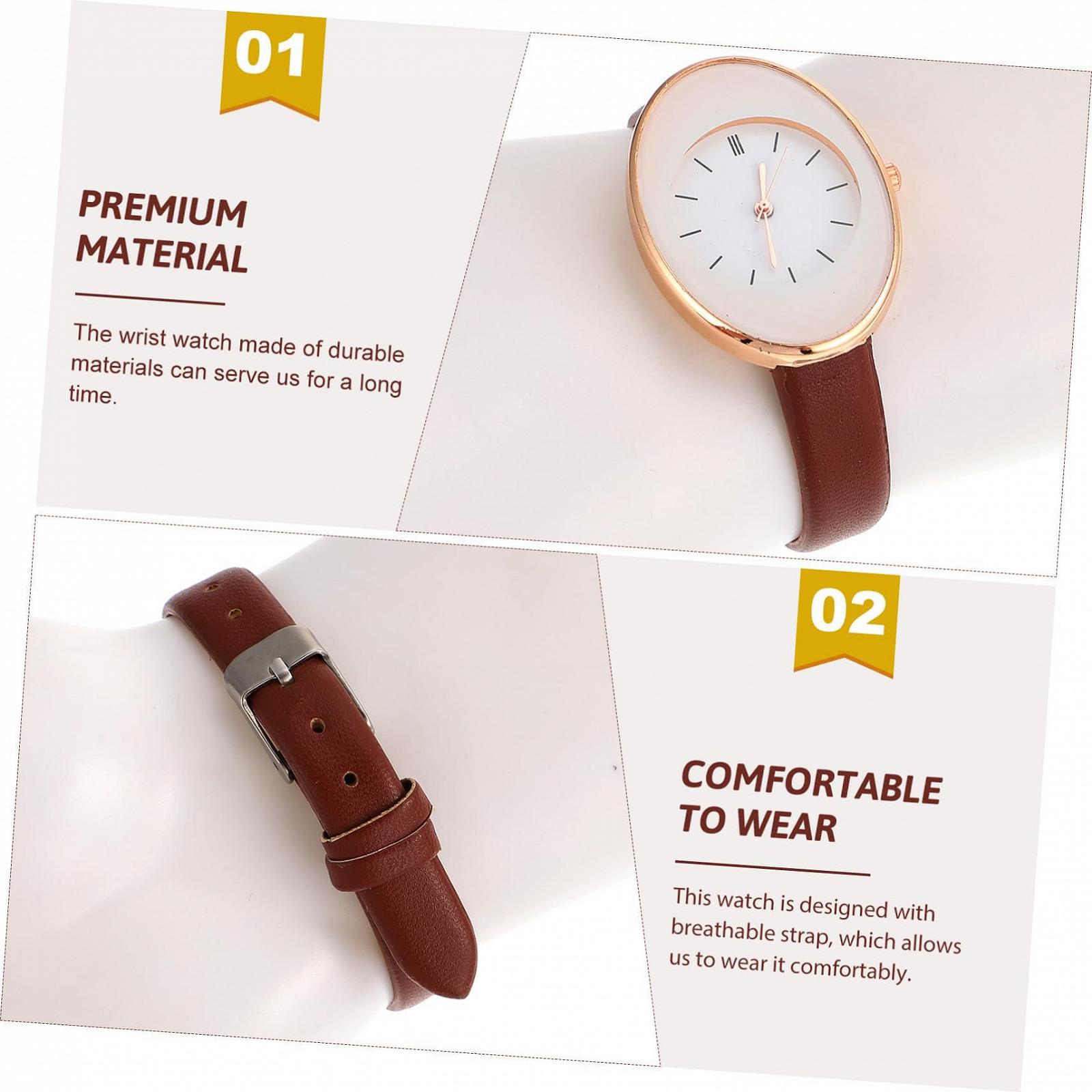 Кварцевые Часы Женские PartyKindom C Браслетом из PU Кожи Коричневый, фото №8 Кварцевые Часы Женские PartyKindom C Браслетом из PU Кожи Коричневый, фото №8