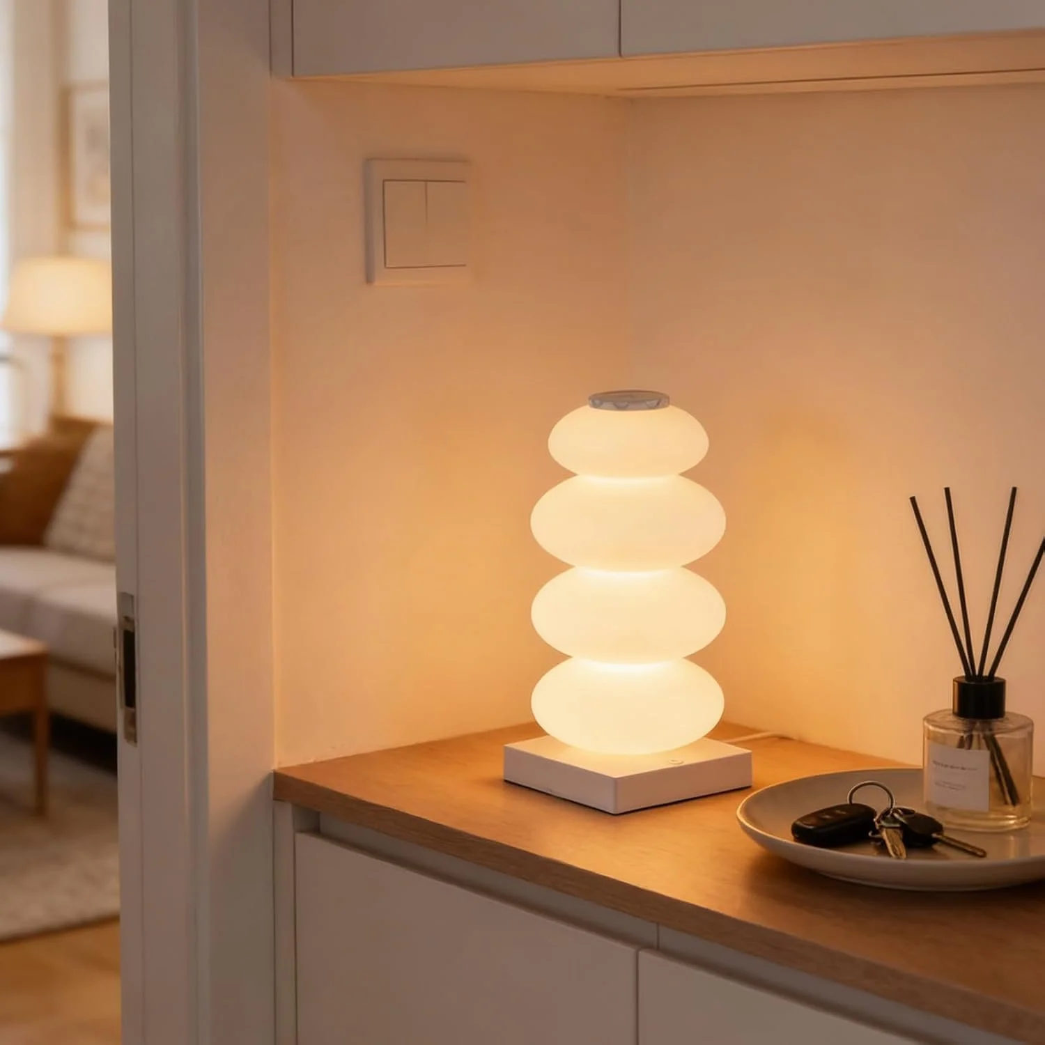 Настільна лампа Maxspace RGB сенсорна Candy Cane дизайн USB біла, фото №6