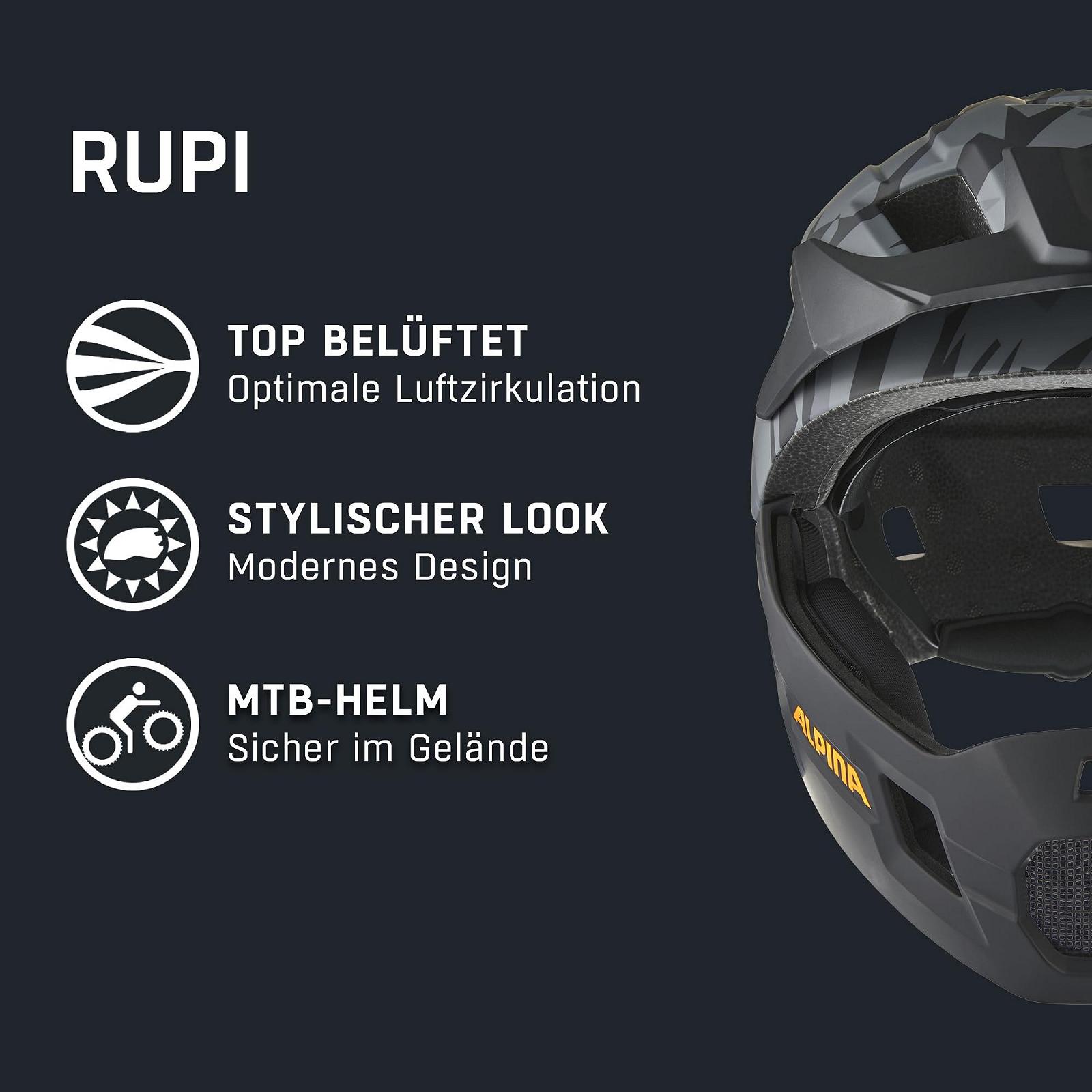 Шолом Alpina Rupi Fullface для дітей та підлітків, знімна захист підборіддя, регульована посадка, оптимальна вентиляція, фото №2