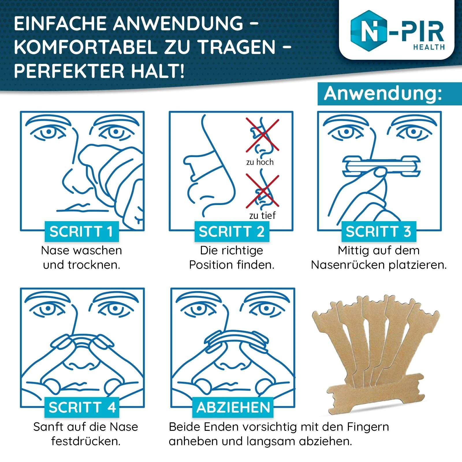 Пластыри для носа Против храпа, упаковка 30 штук, фото №4