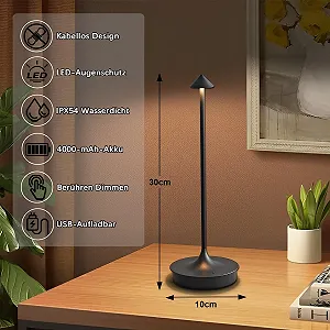 Настольная лампа Leomix LED беспроводная аккумуляторная 4000 мАч сенсорная диммируемая IP54 synthetic.ua - Фото 1