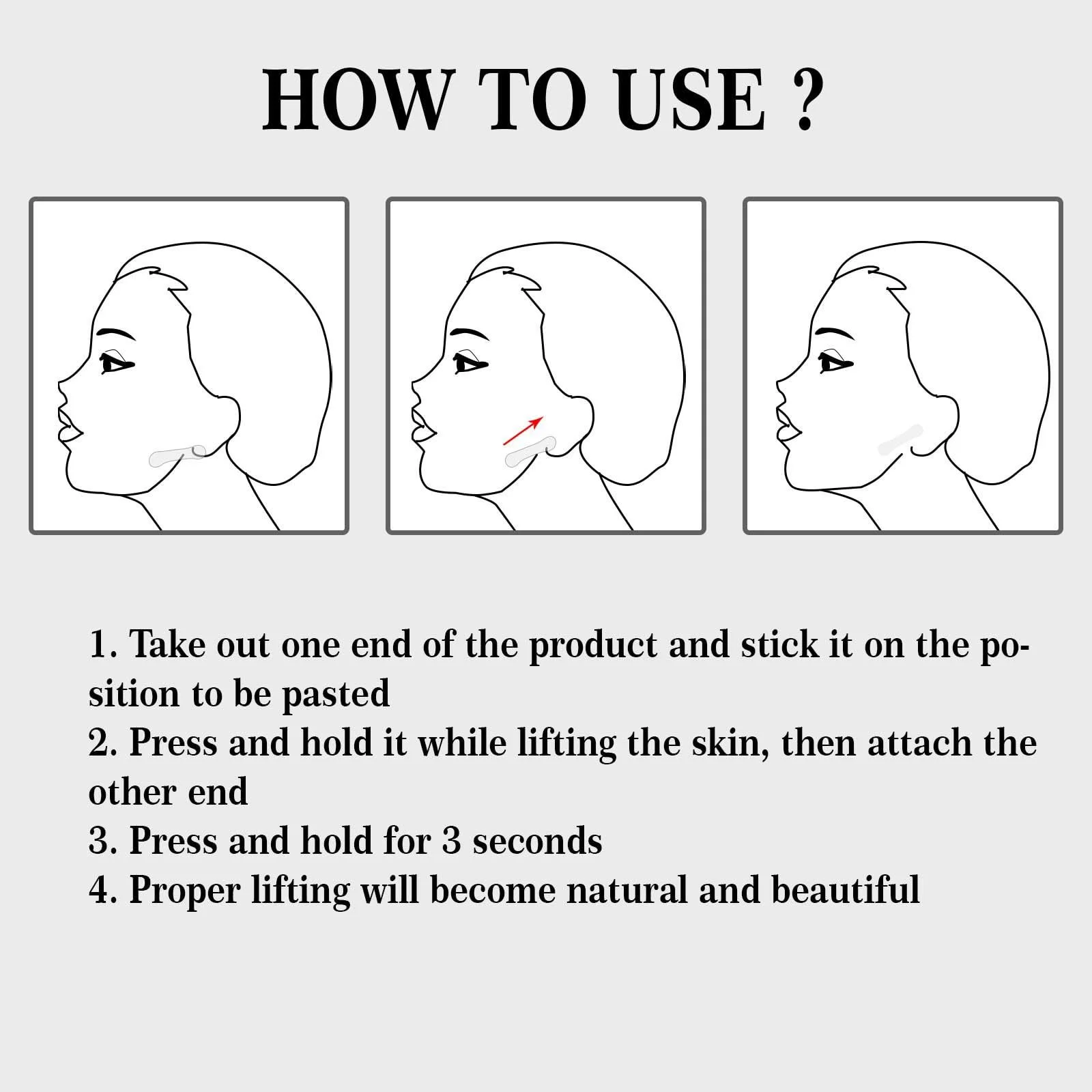 Маска для лица антивозрастная Plaster, Лента для подтяжки лица, Двойная упаковка со 100 прозрачными штуками, фото №6