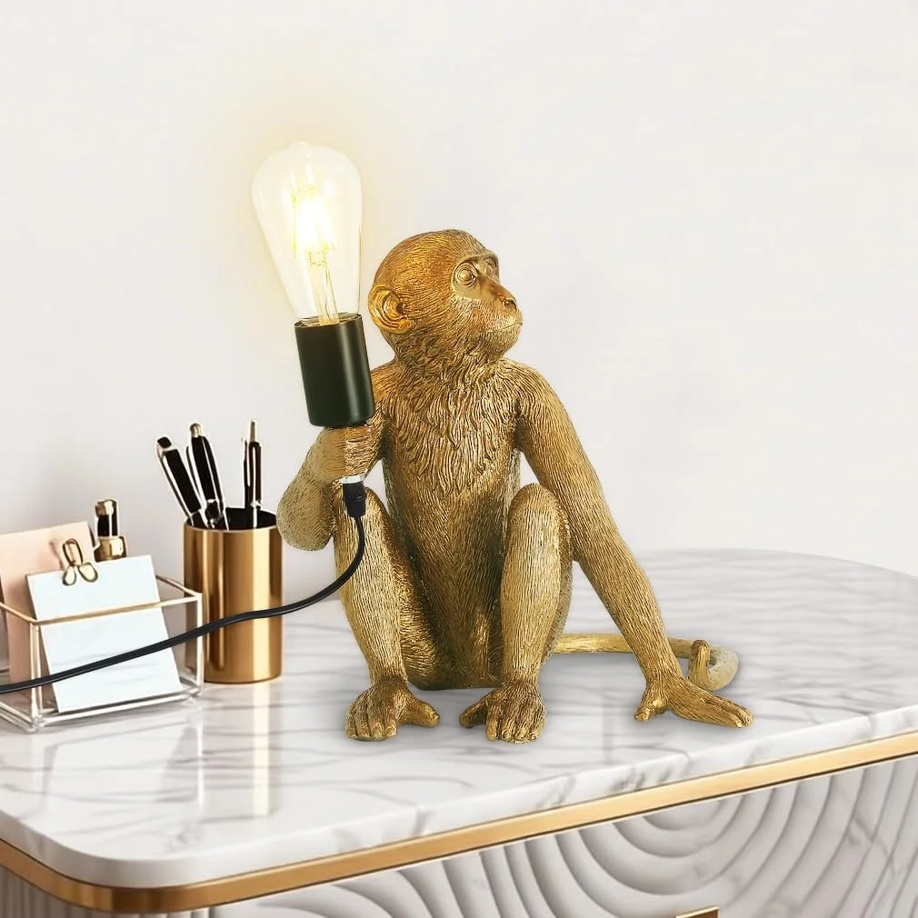 Настільна лампа LED ELINKUME Monkey Resin E27 Золотиста, фото №1
