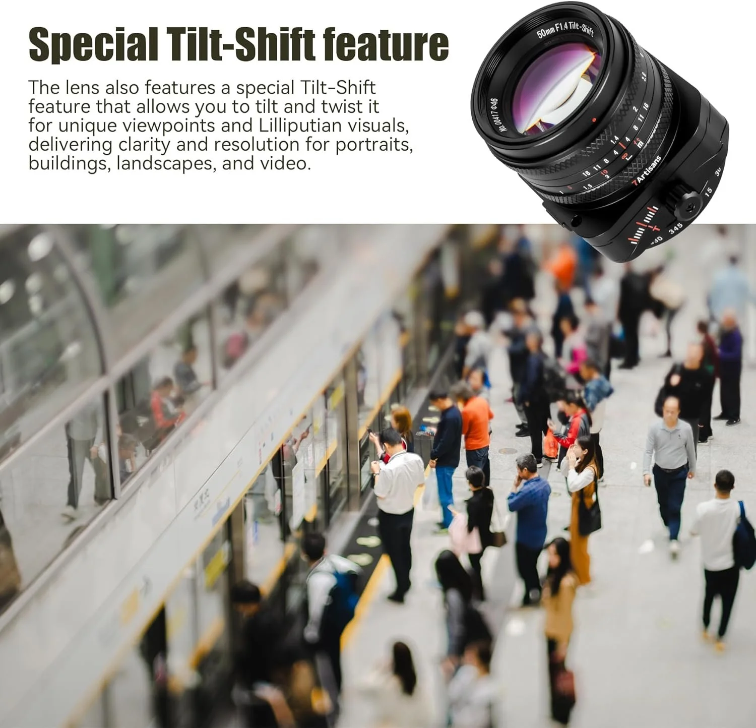 Об’єктив 7artisans / 50 mm / f/1.4 Tilt-Shift / Sony E / Чорний (7A LTS501.4SEb), фото №2 Об’єктив 7artisans / 50 mm / f/1.4 Tilt-Shift / Sony E / Чорний (7A LTS501.4SEb), фото №2