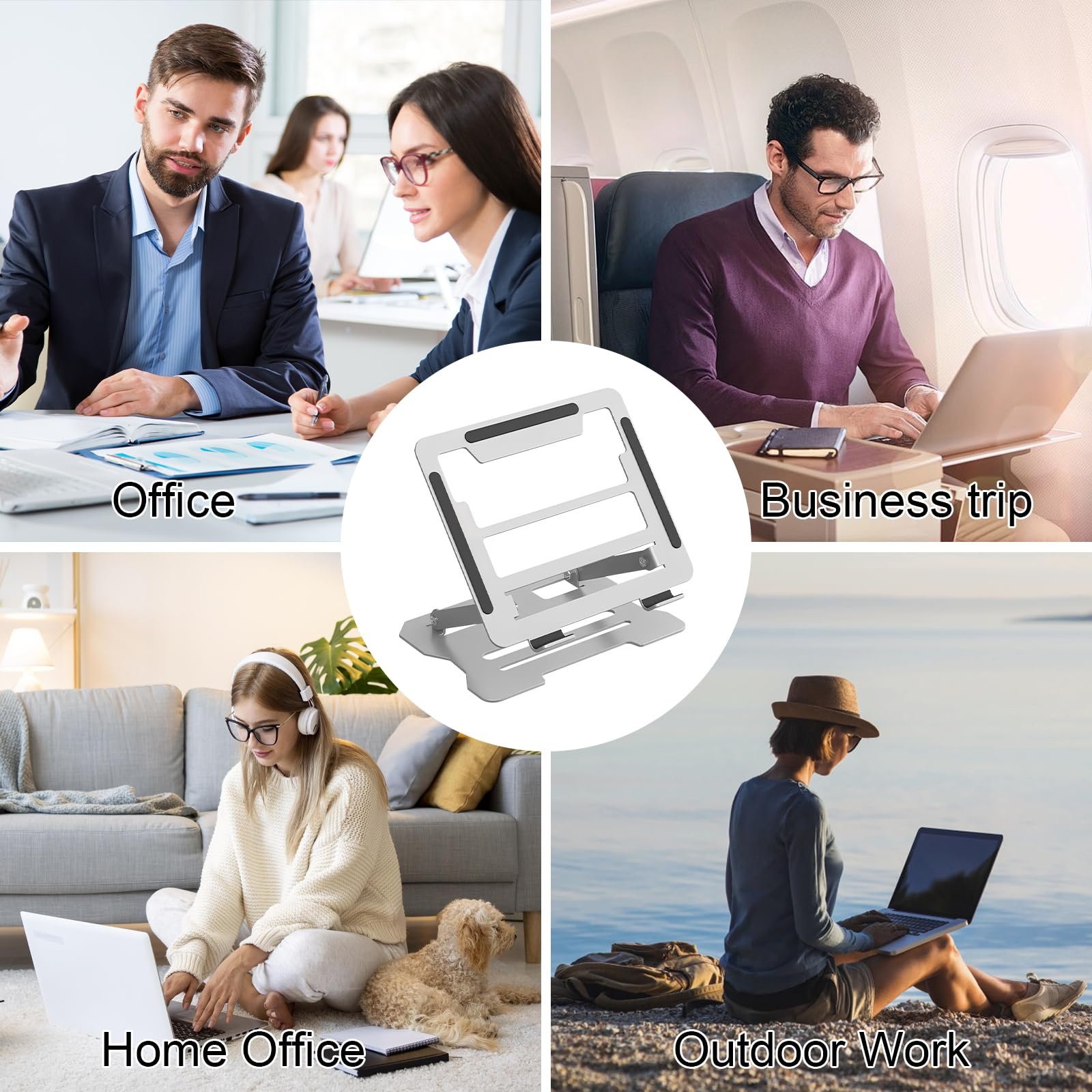 Подставка для ноутбука с охлаждением, регулируемая по высоте и вентилируемая с двойной поддержкой, стабильная, вентилируемая и эргономичная, совместима с MacBook Air/Pro, Dell, ноутбуками 10-16 дюймов, фото №7