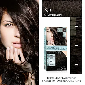 Фарба для волосся Colour Clinuance для чутливої шкіри голови, стійка, без аміаку, більше блиску, інтенсивний колір, 100% покриття, 3.0 Темно-коричневий (2 шт. в упаковці) - Фото 1