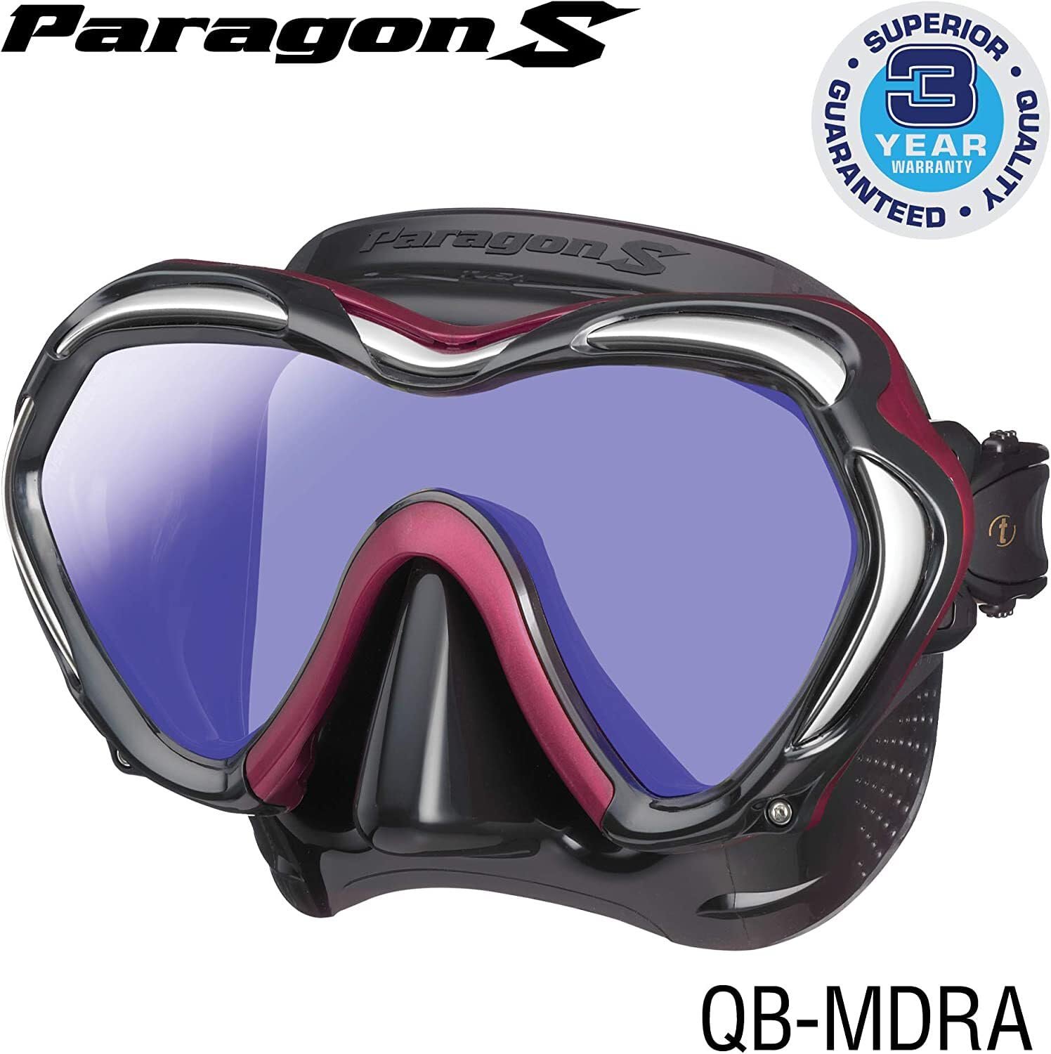 Маска для дайвінгу TUSA Paragon S Однолінзова UV-фільтр Professional (M1007S) Чорний, фото №7