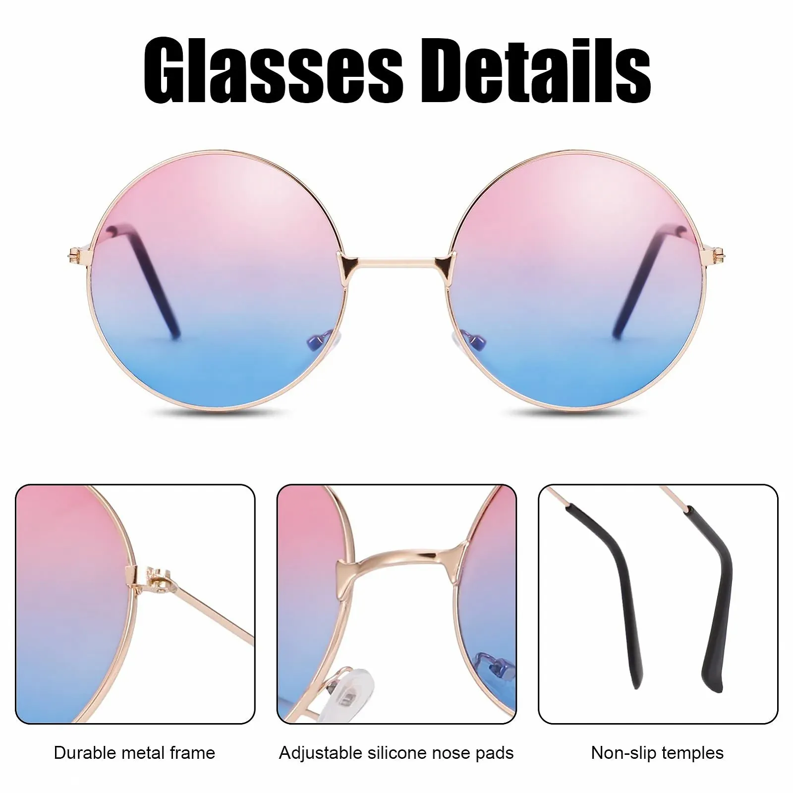 Солнцезащитные очки Круглые в стиле ретро 60-х 3 пары, фото №2