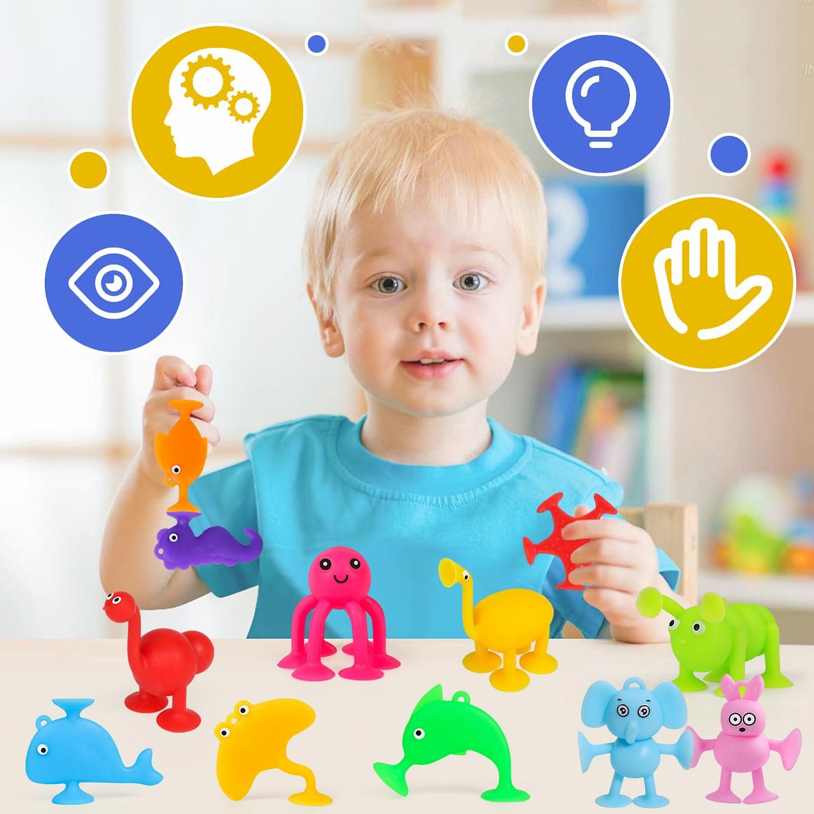 Игрушка-присоска Монтессори, Набор из 12 силиконовых сенсорных., фото №4