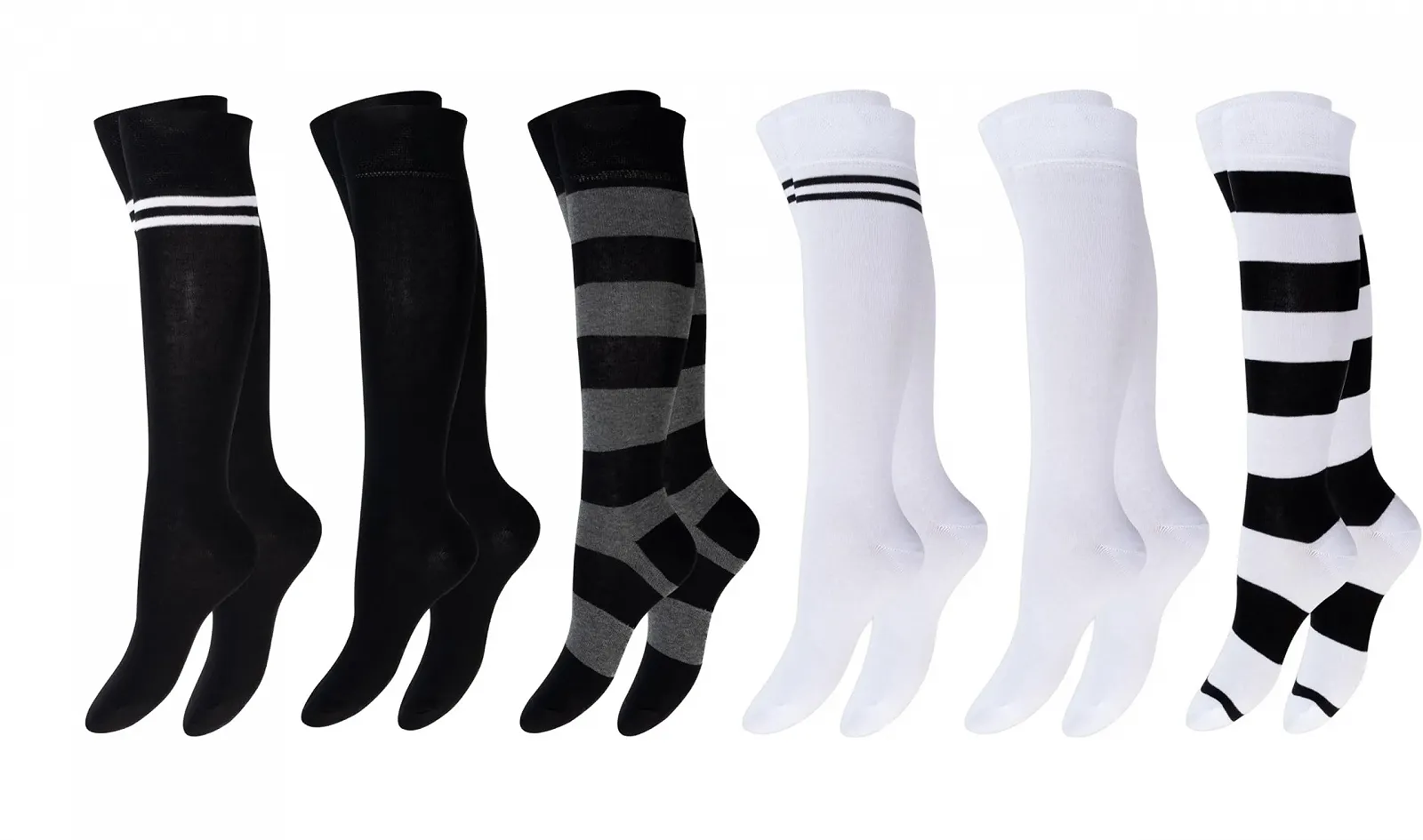 Женские гольфы в полоску (6 пар) с комфортным поясом, фото №1 Женские гольфы в полоску (6 пар) с комфортным поясом, фото №1