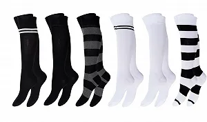 Женские гольфы в полоску (6 пар) с комфортным поясом - Фото 1