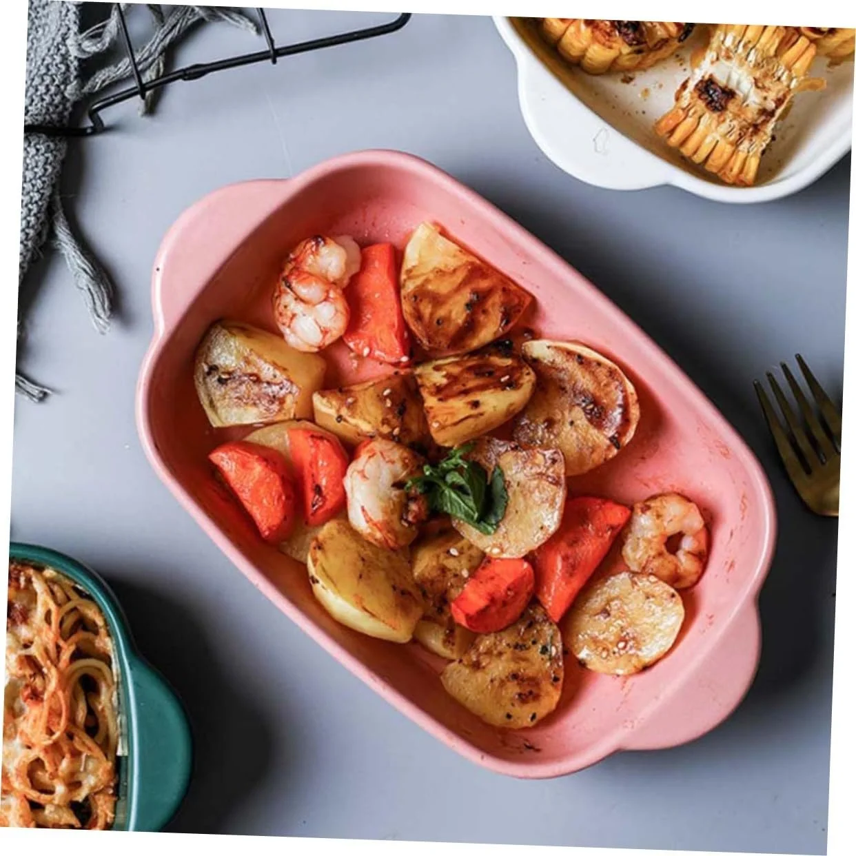 Форма для запекания BESTYASH керамическая прямоугольная термостойкая для микроволновой печи компактная, фото №3