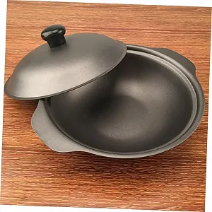 Каструля чавунна з кришкою термостійка 22 см для тушкування synthetic.ua - Фото 1