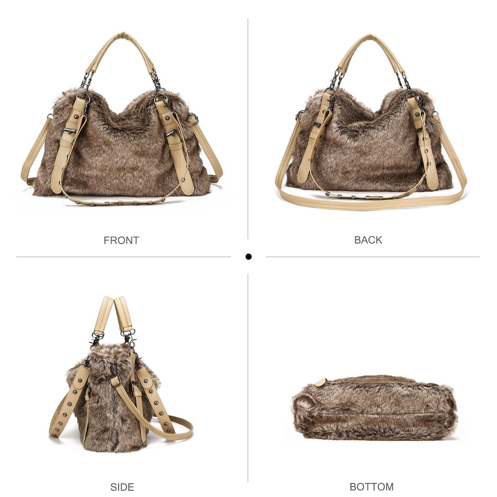 Большая Сумка-тоут NICOLE & DORIS из искусственного меха, плюшевая сумка для переноски, пушистая сумка через плечо, меховая сумка-шоппер для покупок, путешествий и работы, фото №4 Большая Сумка-тоут NICOLE & DORIS из искусственного меха, плюшевая сумка для переноски, пушистая сумка через плечо, меховая сумка-шоппер для покупок, путешествий и работы, фото №4