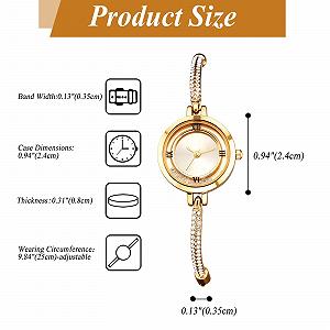 Женские часы Кварцевые Аналоговые OIDEA Золотые со Стразами, Римским Циферблатом и Тонким Ремешком synthetic.ua - Фото 1