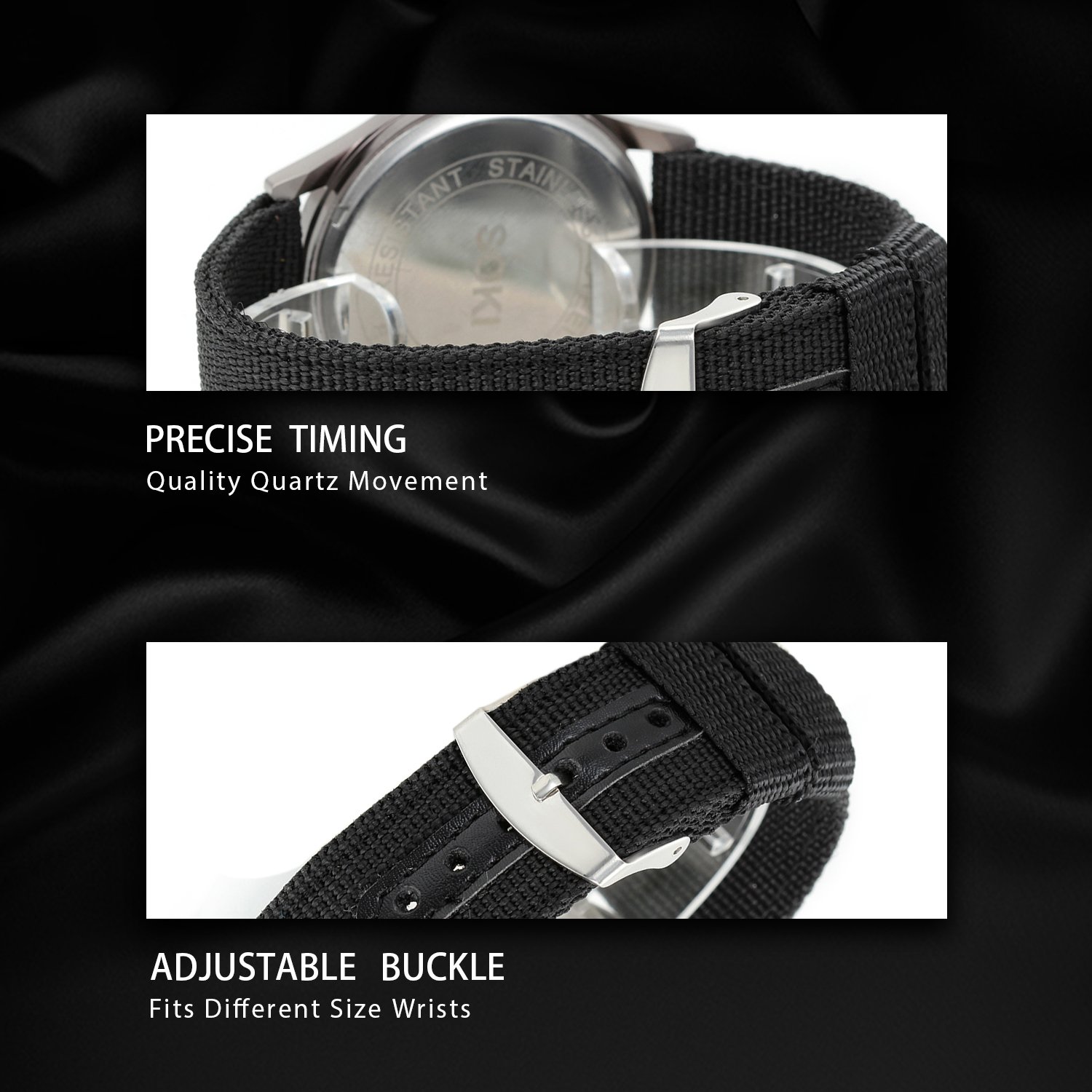 Годинник Avaner Чоловічий Тактичний Військовий Водонепроникний Кварцовий Аналоговий 24-годинні Світні Стрілки Нейлоновий ремінець, фото №6