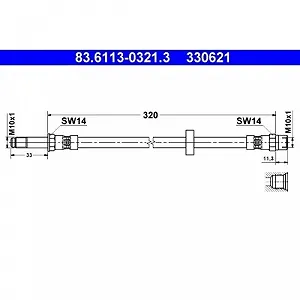 Тормозной шланг ATE 83.6113-0321.3, передний мост - Фото 1