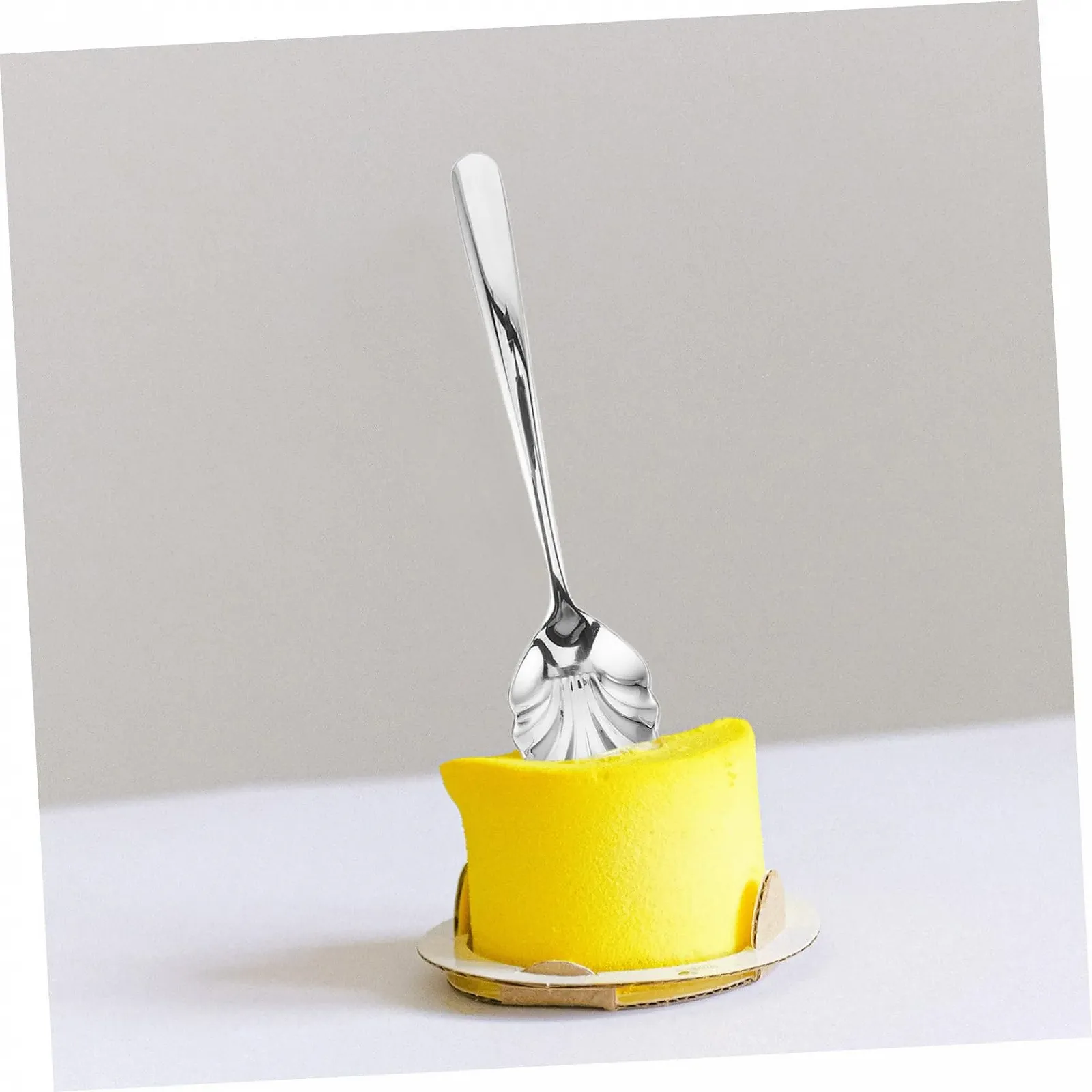 Набор из 6 кофейных десертных ложек Shell Cream Scallop Shape Маленькая декоративная ложка для кофе Винтажная кофейная ложка Суповая ложка Кофейная ложка Ложка для сладостей, фото №8