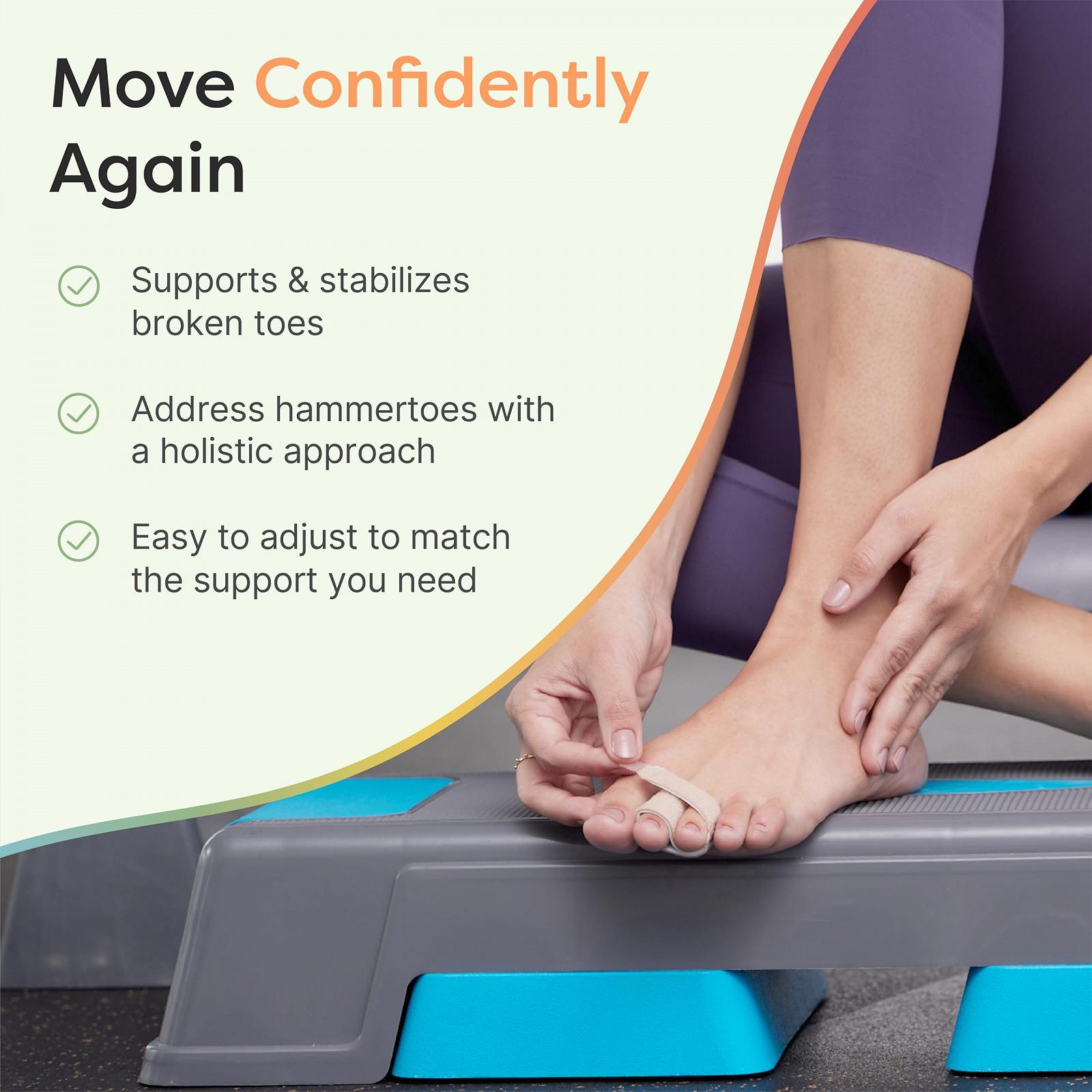 Бинт для пальців ніг ZenToes Тканинні пов'язки для зрощування пальців багаторазового використання для зламаних пальців 8 шт, бежевий, фото №2