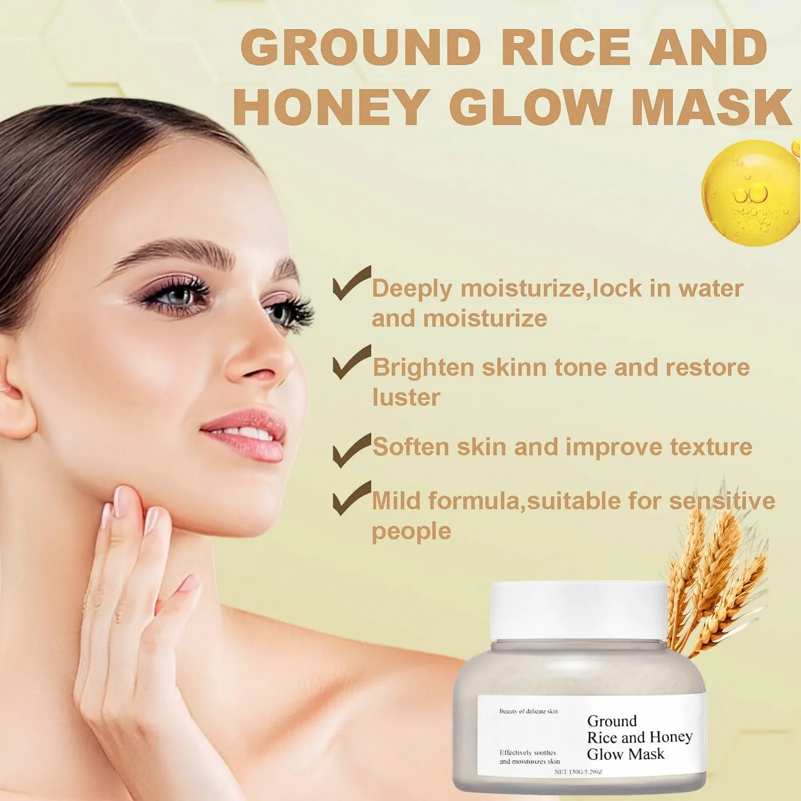 Маска для обличчя Rice Beauty 150 г, Рисова маска для обличчя, фото №6