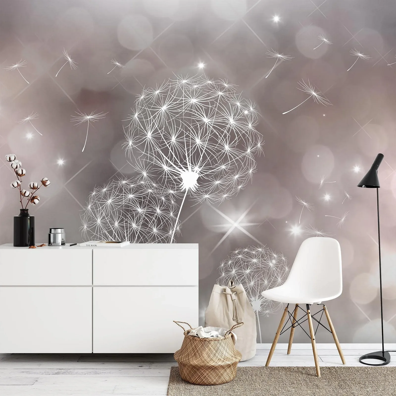 Фотошпалери 9174012a Кульбаба Абстракція 396 x 280 см Флізелінові Сірий, Бежевий, фото №3