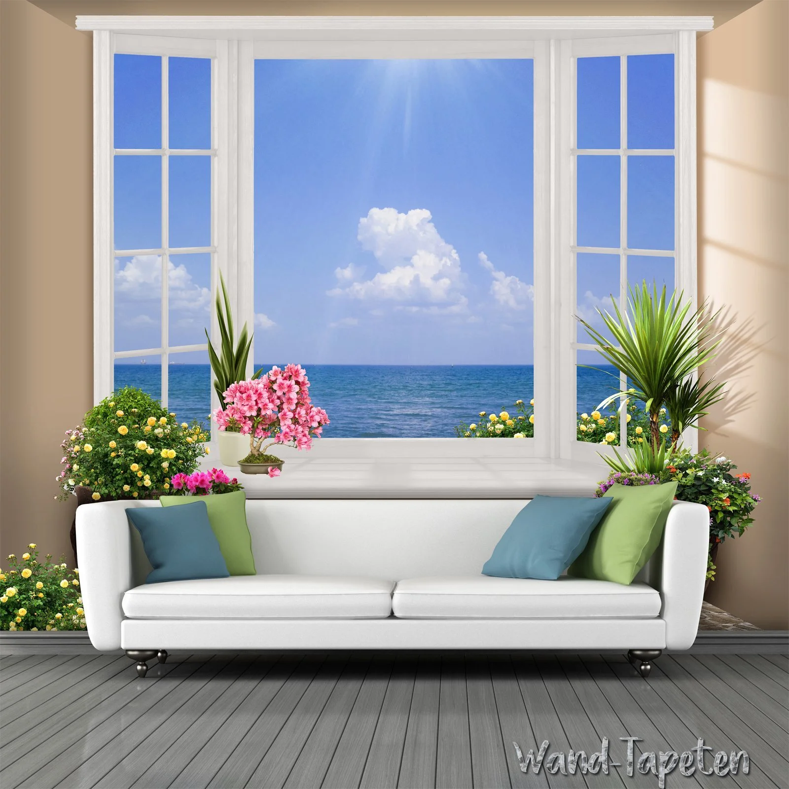 Фотошпалери 1820 3D вікно з видом на море флізелінові 300 x 210 см, фото №3