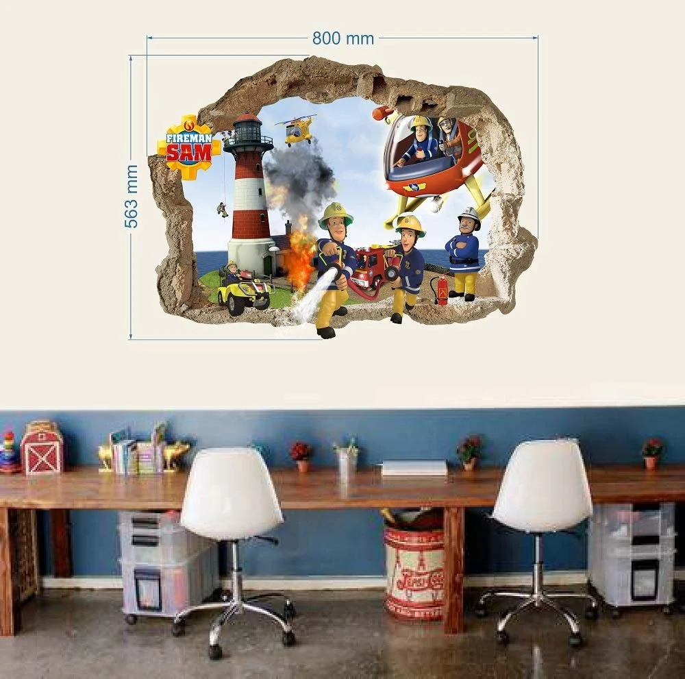 Наклейка на стіну Fireman Sam Fireman Sam Pattern 800 мм x 560 мм матова різнокольорова ПВХ вінілова прямокутна для приміщень, фото №1
