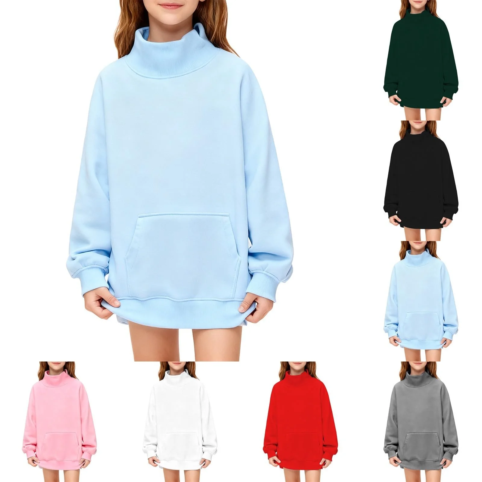 Пуловер Generisch для девочек, водолазка, детский зимний досуг, однотонные базовые рубашки с длинным рукавом для девочек, детский джемпер, детская одежда, спортивная одежда, толстовка для подростков, фото №1