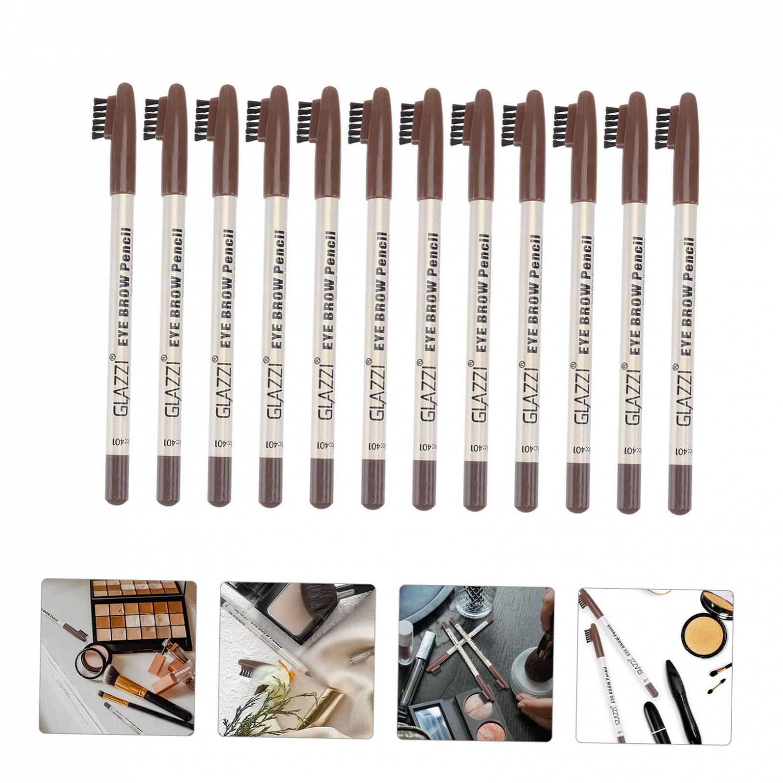 Олівець для брів HONMEET з щіткою для брів Кавовий дерев'яний (12 шт.), фото №6
