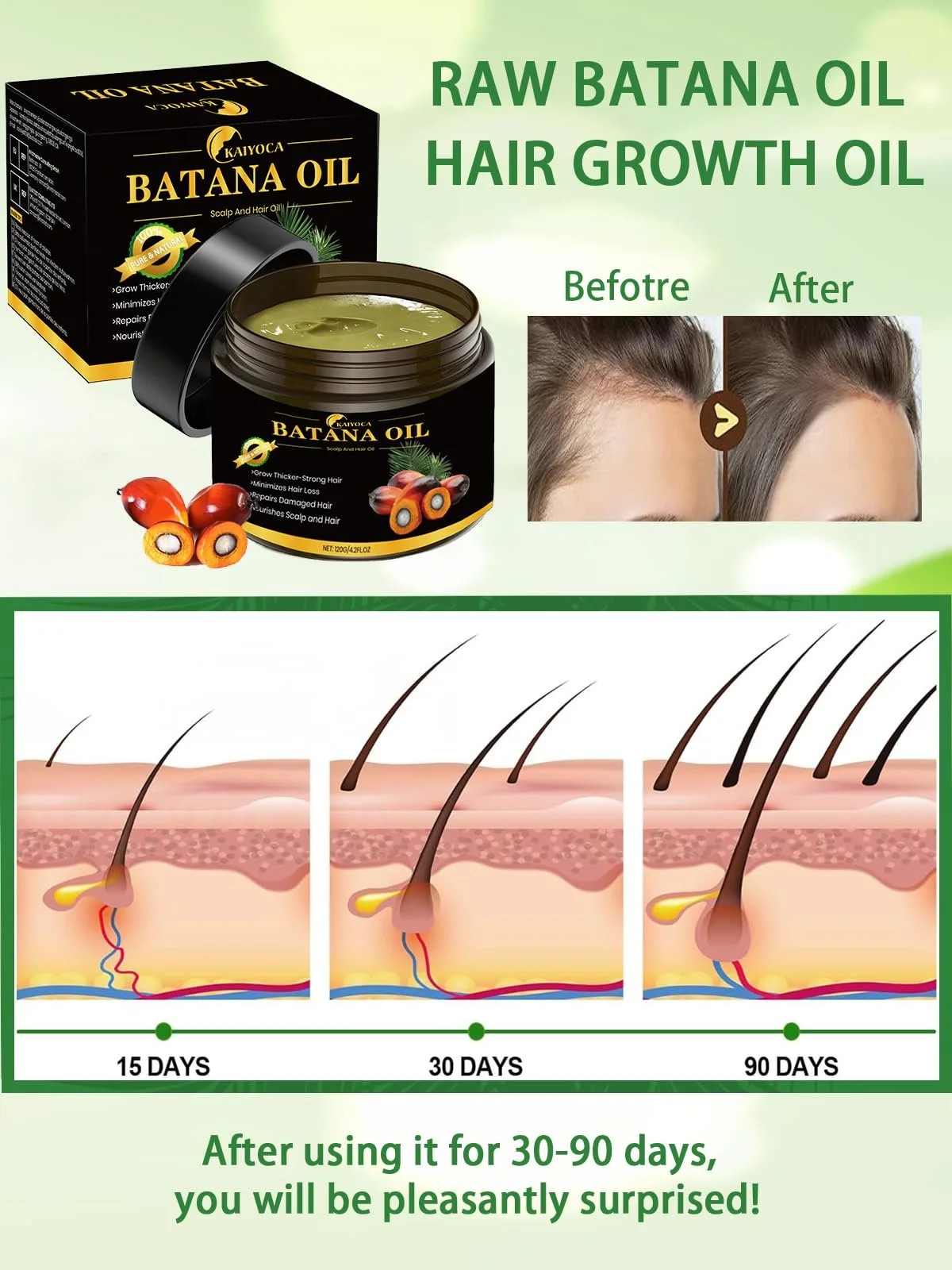 Олія Batana для росту волосся, Нерафінована олія Batana з тропічних лісів Гондурасу 4.2 унції, фото №8