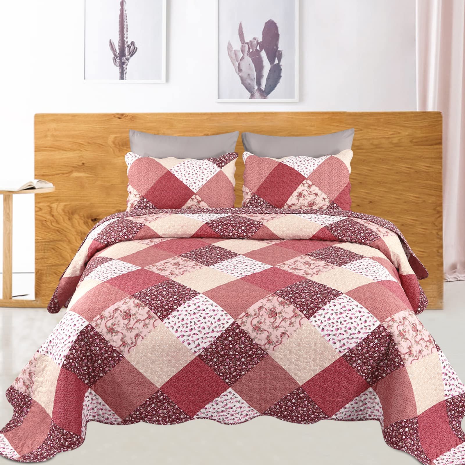 Покривало стьобане Qucover, 220 x 240 см, клаптикове покривало, двосторонній дизайн, фото №2 Покривало стьобане Qucover, 220 x 240 см, клаптикове покривало, двосторонній дизайн, фото №2