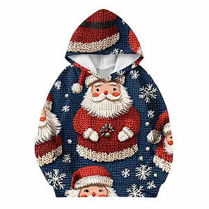 Худи Рождественский Принт Мягкий Свитшот с длинными рукавами Милый Пуловер для девочек synthetic.ua - Фото 1