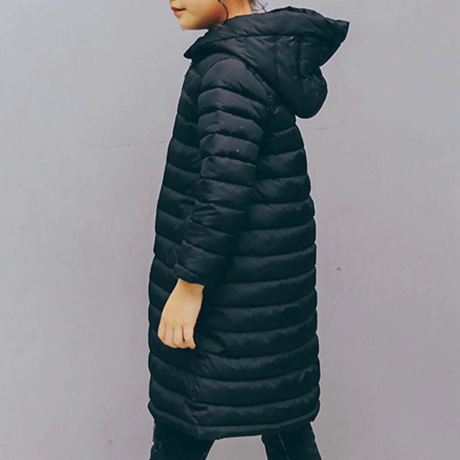 Куртка з капюшоном Generisch для хлопчиків та дівчаток, довга, легка, зимова, пухова, фото №4