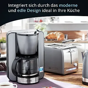 Капельная кофеварка KHG KA-124 (GE) 1.5 л на 12 чашек серый металлик synthetic.ua - Фото 1