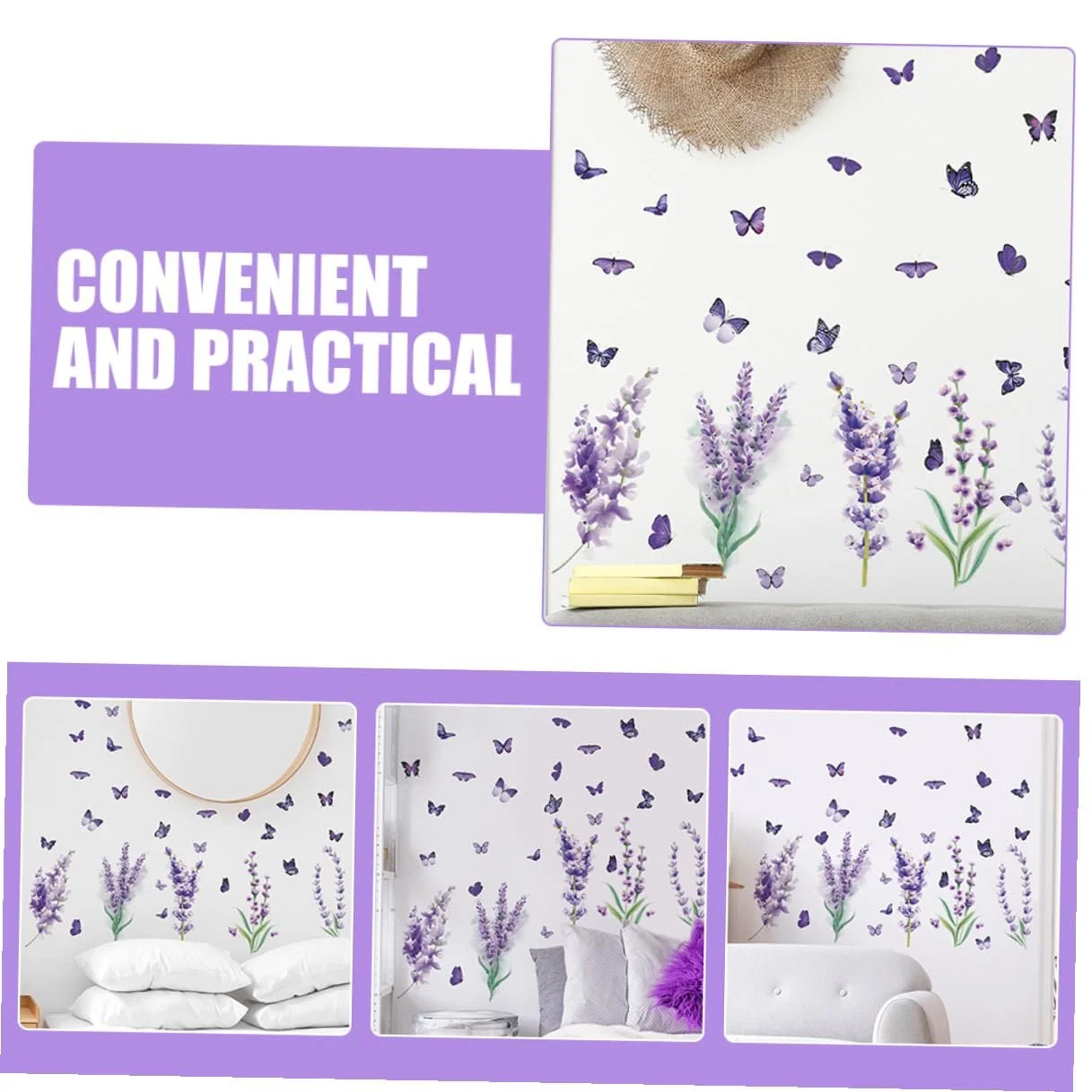 Наклейка на стіну Лаванда Квітковий візерунок Самоклеюча, фото №6