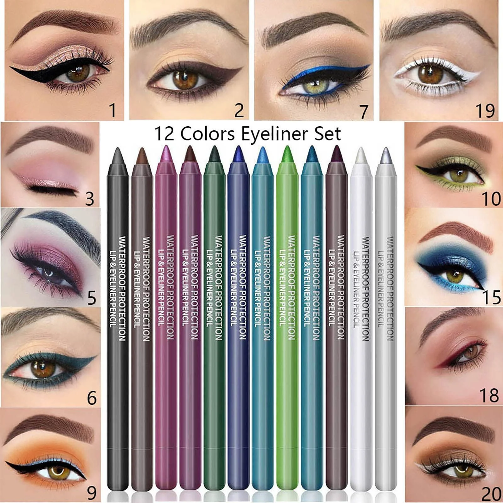 Набір олівців з блискітками для повік різнокольоровий, фото №7