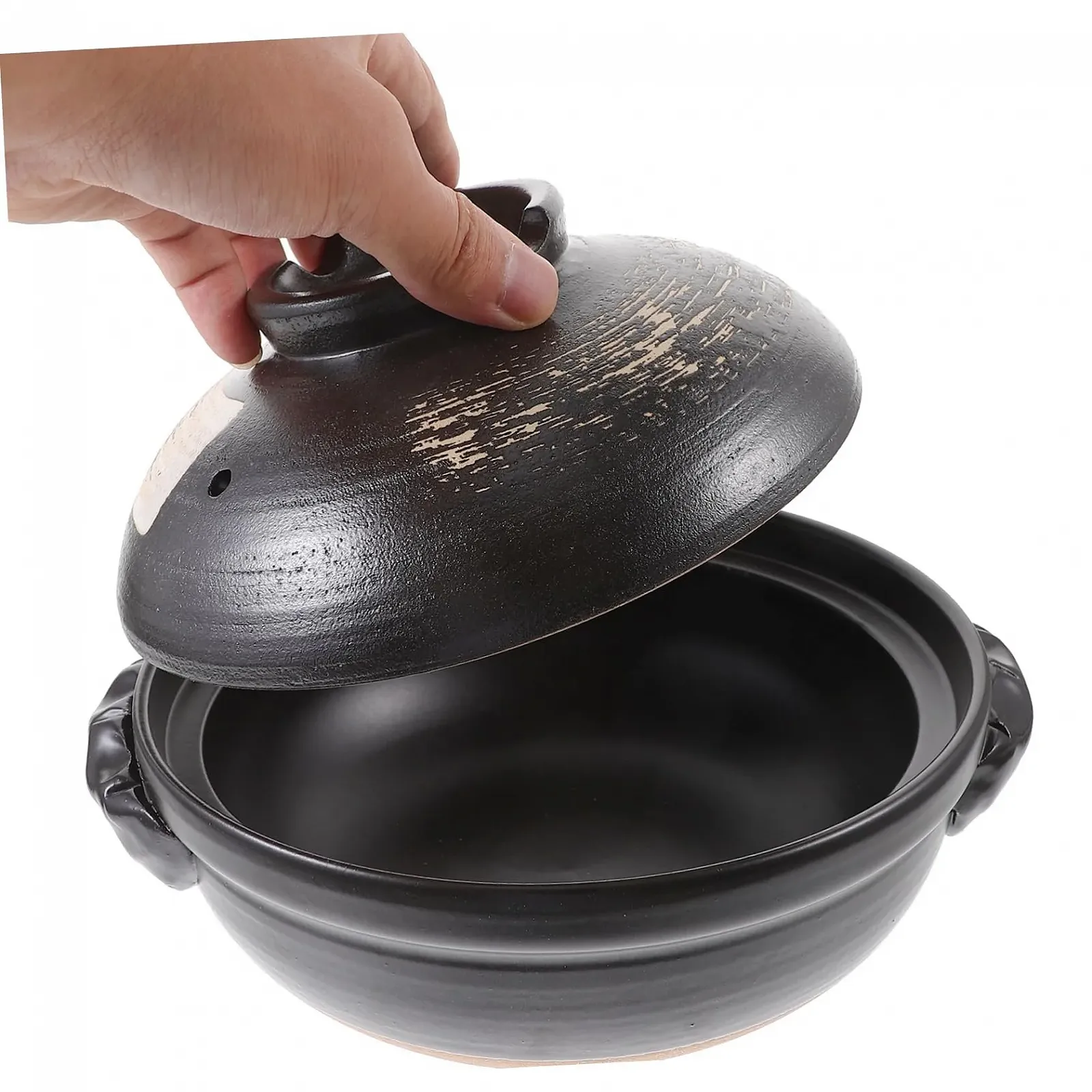 Керамическая кастрюля маленькая термостойкая с крышкой глазурованная для плиты, фото №7