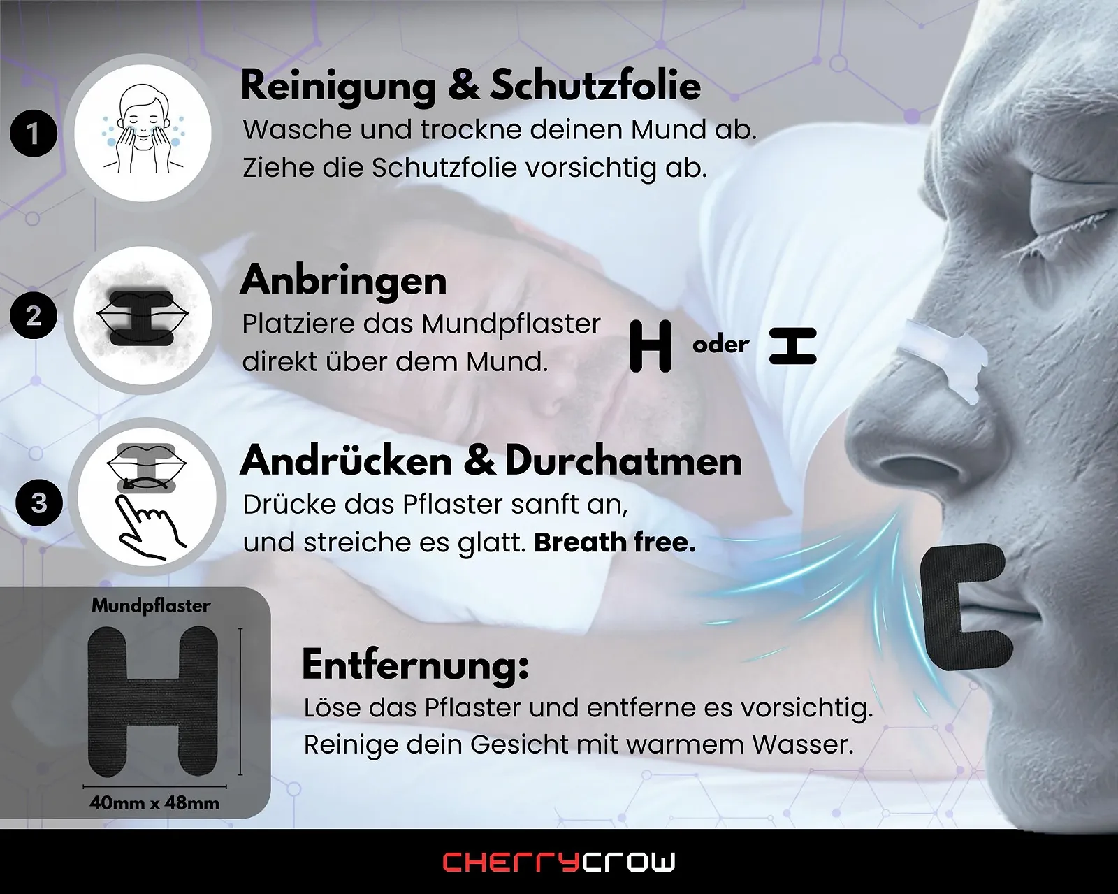 Пластирі для рота CherryCrow (30 шт. в упаковці) Чорні, фото №4