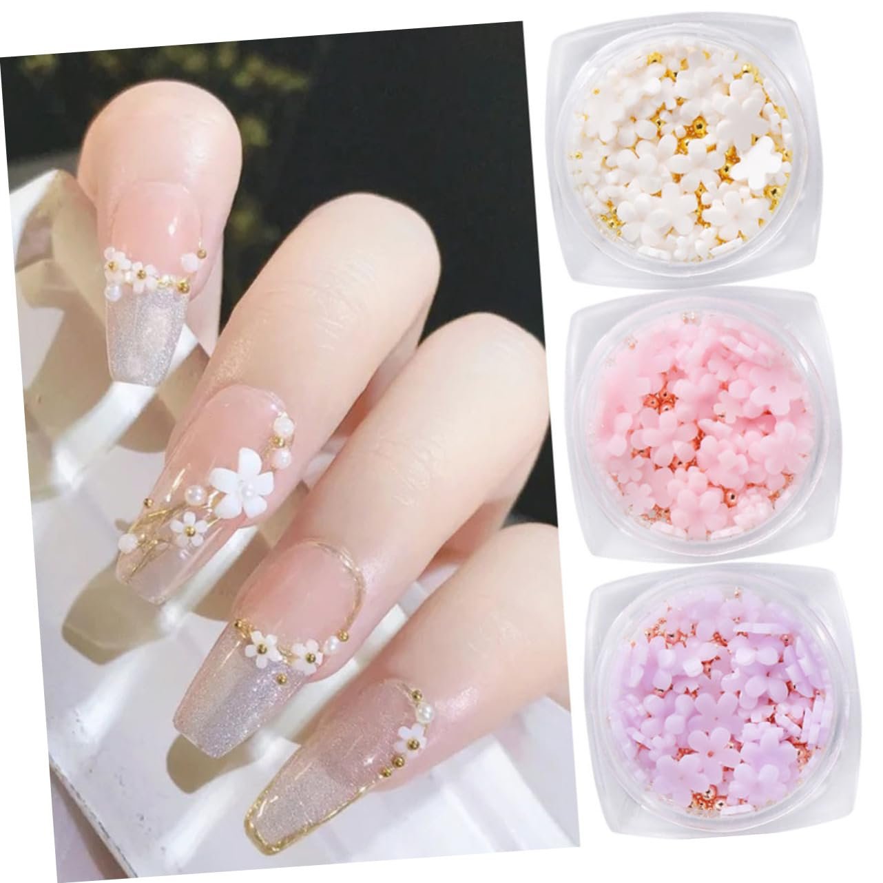 Жемчуг для ногтей Healvian Цветы, меняющие цвет, фото №4