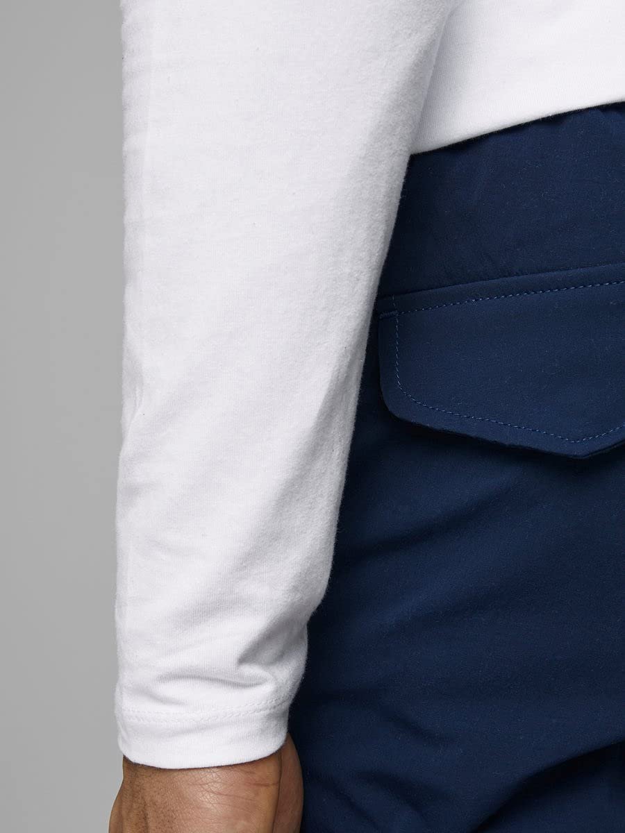 Чоловіча футболка з довгим рукавом Jack & Jones Basic, з круглим вирізом, 4 шт. в упаковці (біла, чорна, синя, сіра), фото №8