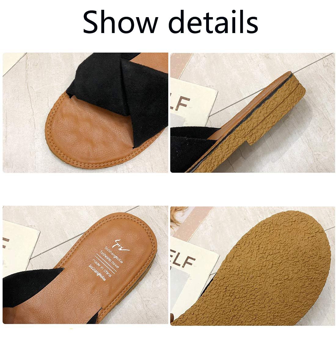 Женские открытые сандалии-шлепанцы без каблука Suede летние, фото №5