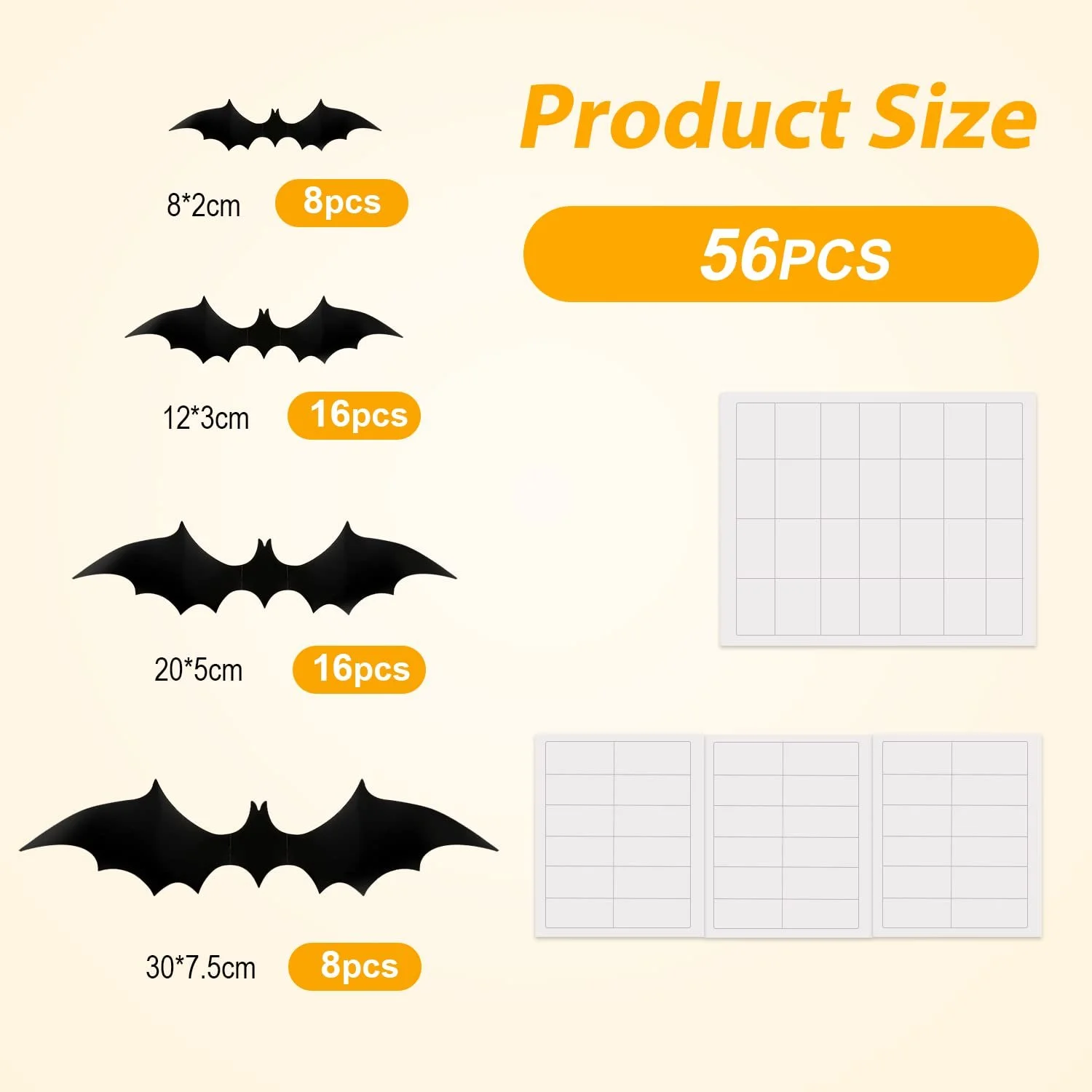 Наклейки на стіну SAVITA Halloween 3D Bat 56 шт. Чорний, фото №2