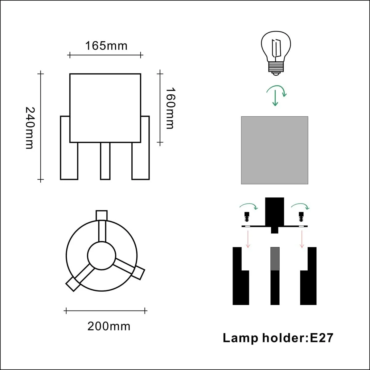 Настільна лампа Дерев'яна E27 Тканинний абажур 18 x 18 x 26 см Біла, фото №7