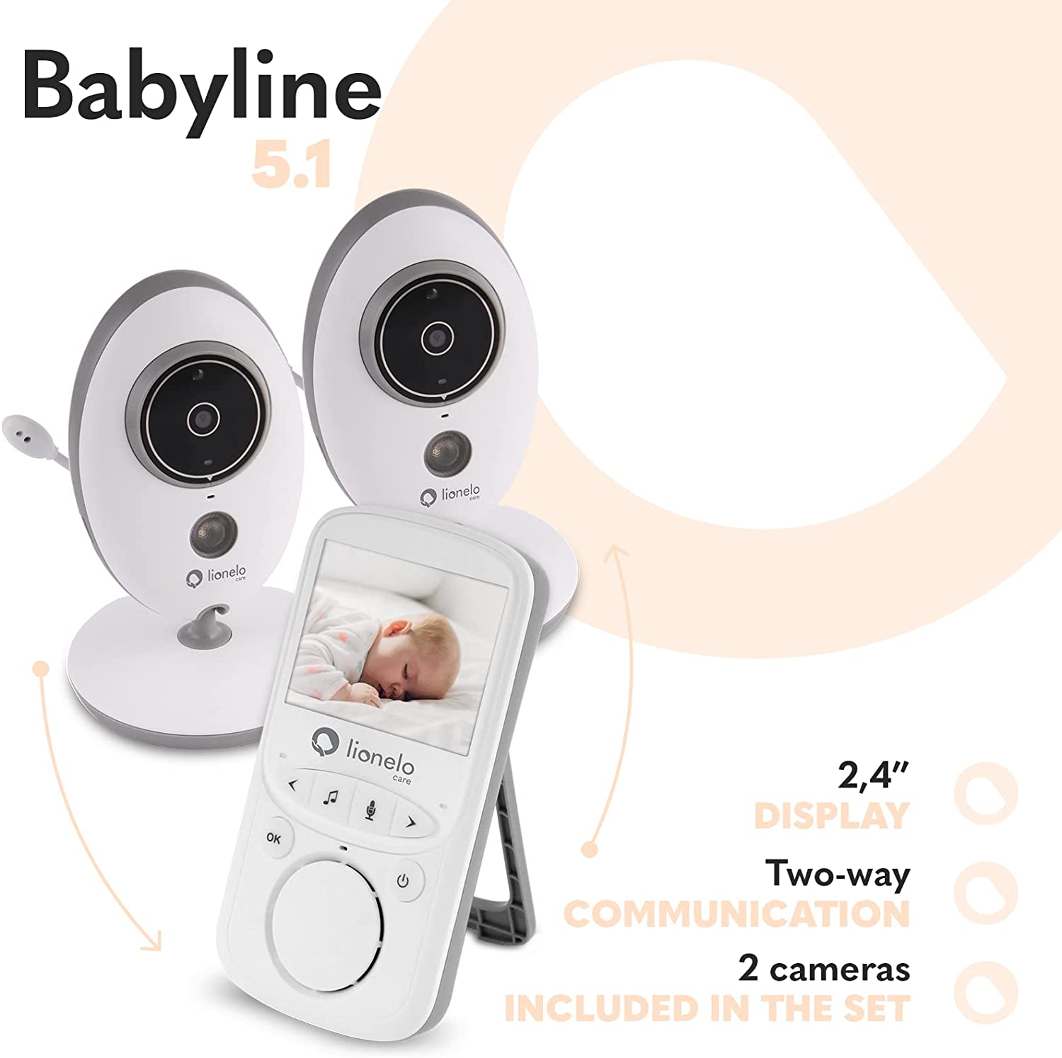 Видеоняня Lionelo Babyline 5.1 белый, фото №9
