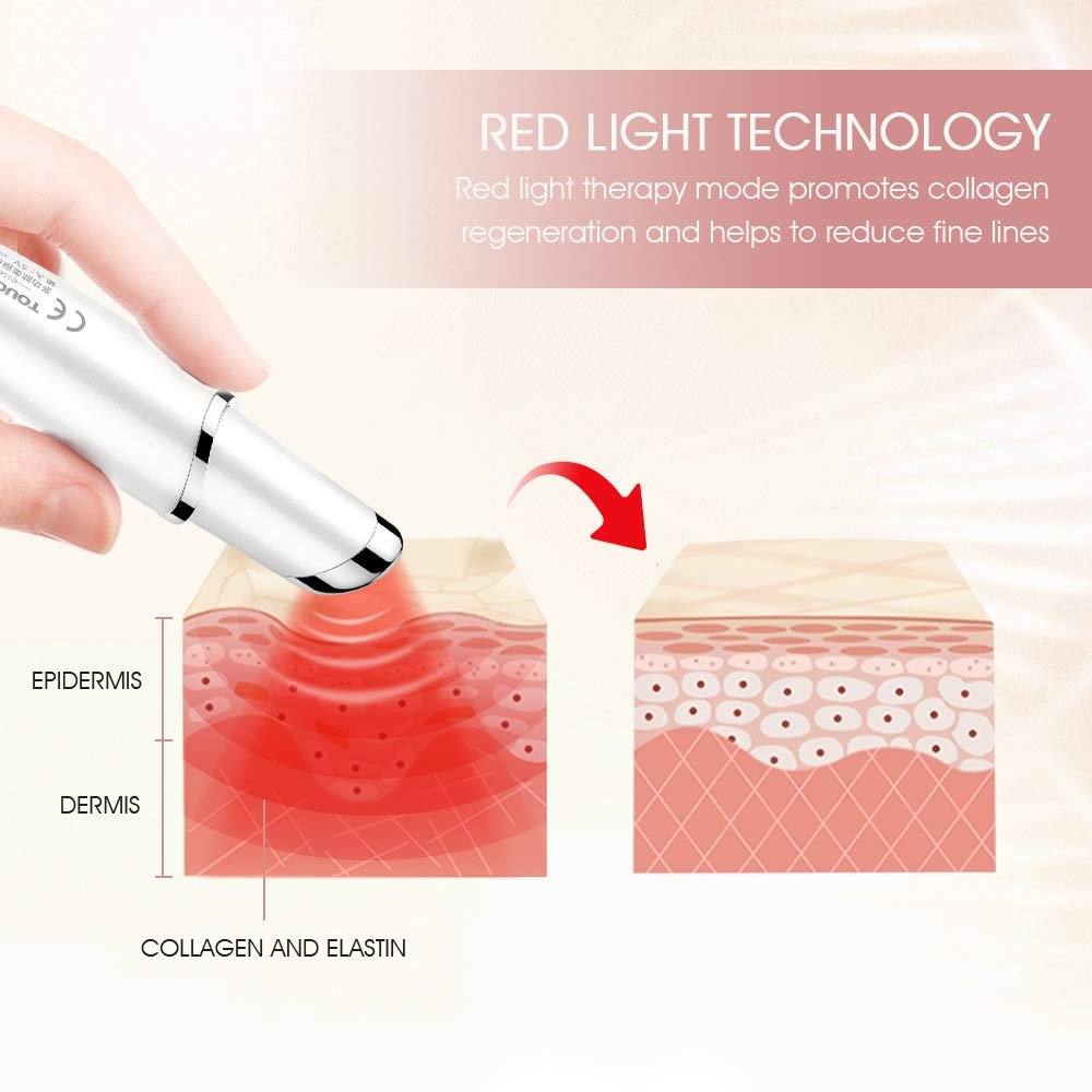 Масажер для очей TOUCHBeauty, вібраційний, з червоним LED світлом, підігрівом 40°C, акумуляторний, білий, фото №5