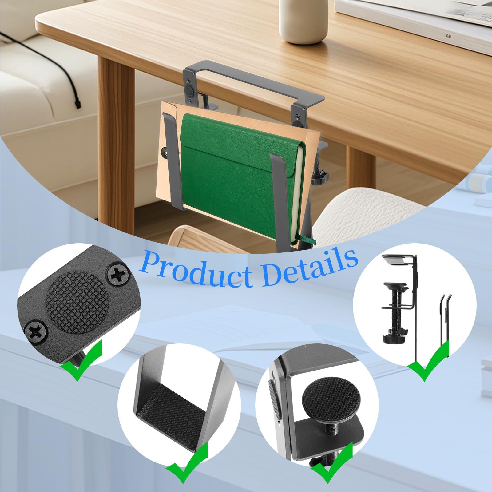 Органайзер для ноутбука Металевий Підвісний Регульований Знімний Тримач для ноутбука з нековзними накладками Стійкий до подряпин, фото №6