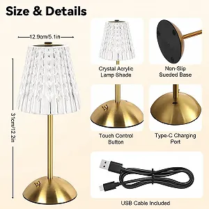 Настільна лампа LED бездротова сенсорна 2000 мАг 3 кольори димована Gold synthetic.ua - Фото 1