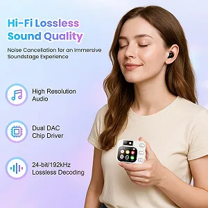 MP3 плеєр HERBYD з Bluetooth 5.4, з камерою, 2.01-дюймовим повним РК-сенсорним екраном, HiFi звуком, диктофоном, динаміком, електронною книгою, картою пам'яті на 128 ГБ, гарнітурою synthetic.ua - Фото 1