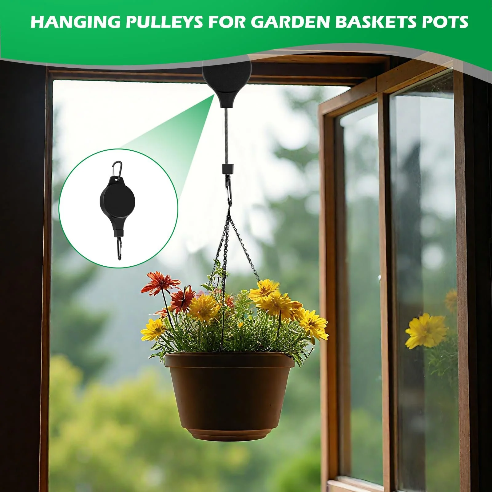 Держатели для растений Набор 3 шт. Выдвижные регулируемые крючки для подвесных корзин 80 см Чёрный, фото №6